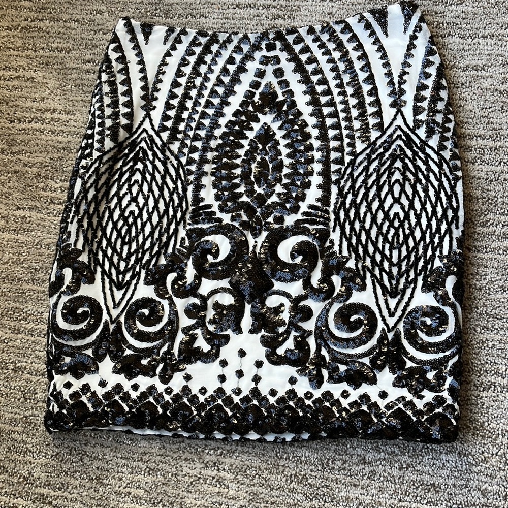 Black and White Sequin Skirt